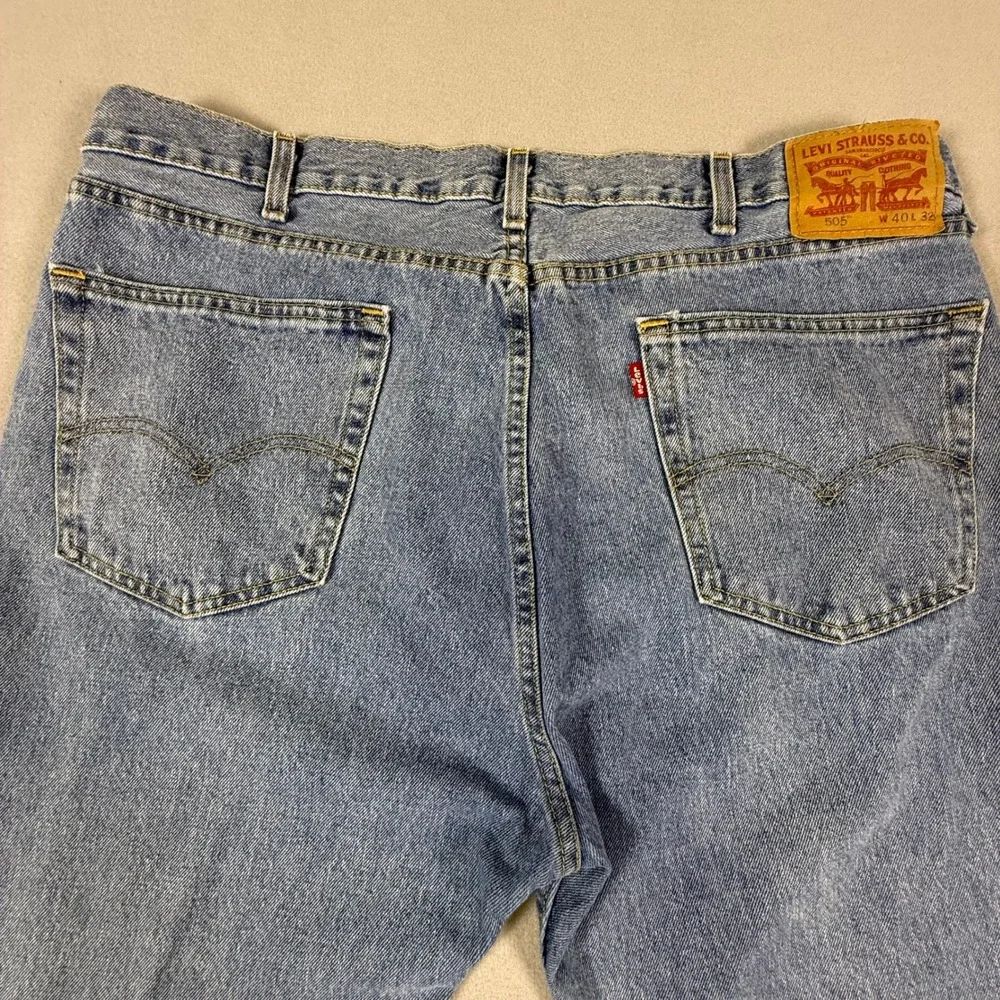 Levis 505‎ Regular Fit Straight Leg Mens Denim Jeans Blue W40 L32 Medium Wash